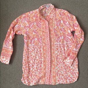 NWOT bella tu 100% Cotton Colorful Floral Button-Up Shirt sz small